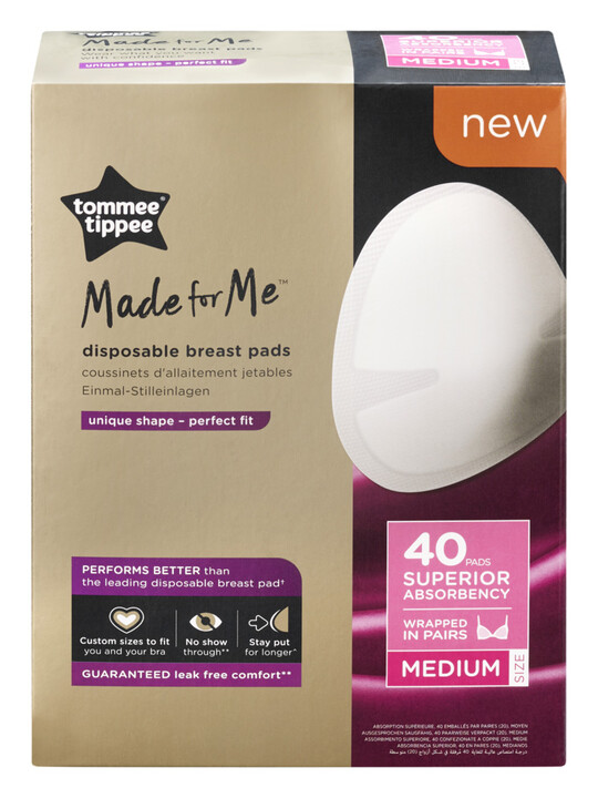 Tommee Tippee Made For Me Disposable Breast Pads 40pcs Wrapped In Pairs Medium Size image number 6